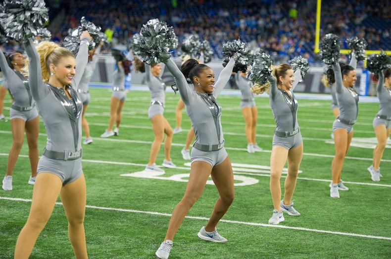 Detroit lions cheerleaders color rush uniforms