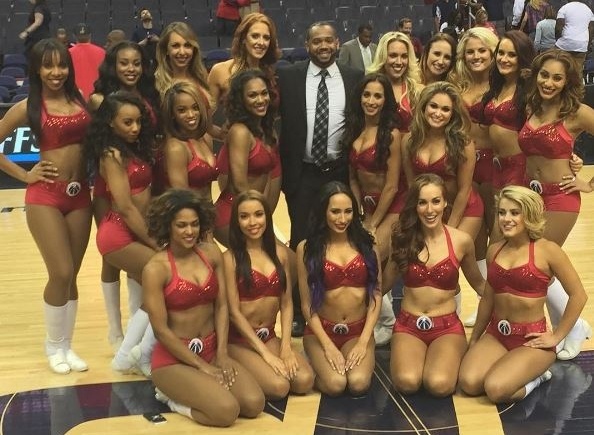 Derric Whitfield and the Washington Wizard Girls dance team