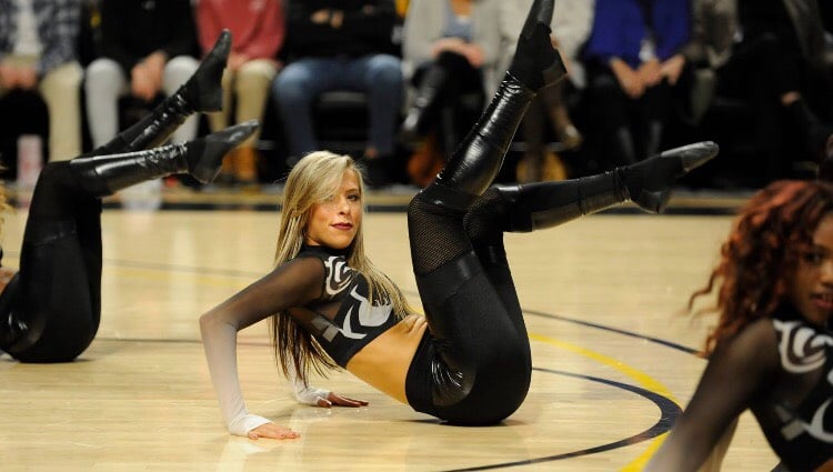 gold rush dancers in mesh top and custom leggings