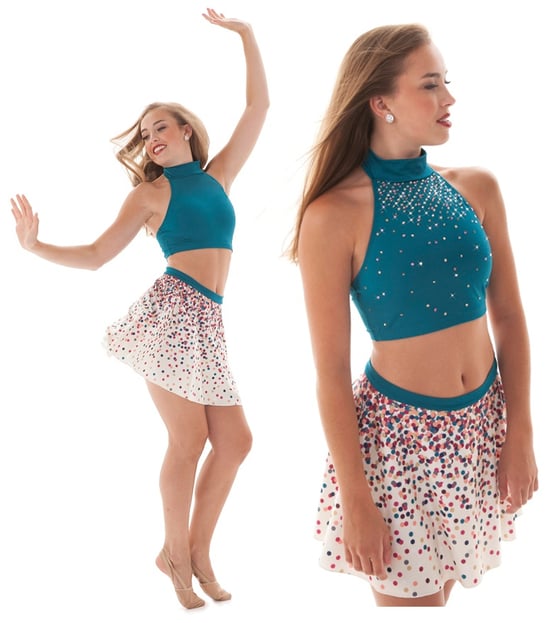 Rhinestone dance top before and after