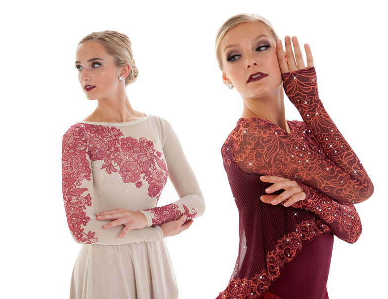 Mesh lace synchronized skating dresses