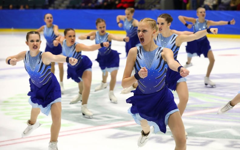 team delaware's cusom themed synchronized skating dresses