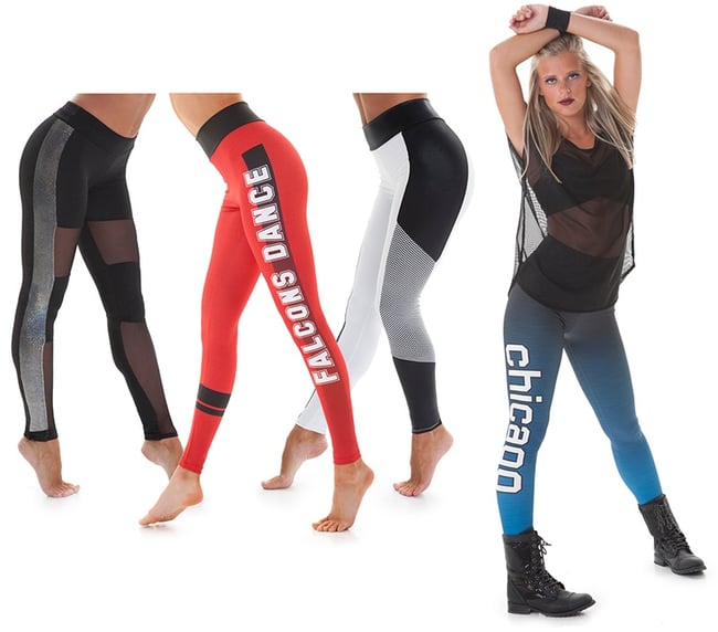 dance team leggigns with graphics