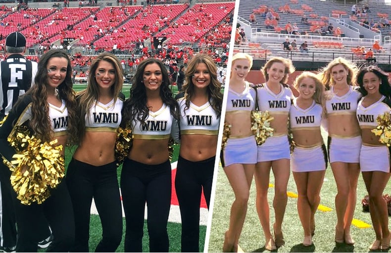 Western Michigan University Dance Team in custom uniforms