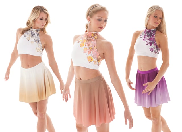 Floral Rose and Ombre Circle Skirt Dance Costume
