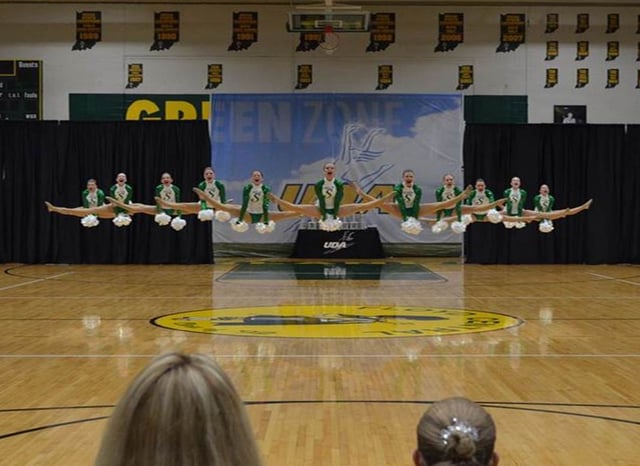 Seton high school green and white pom costume