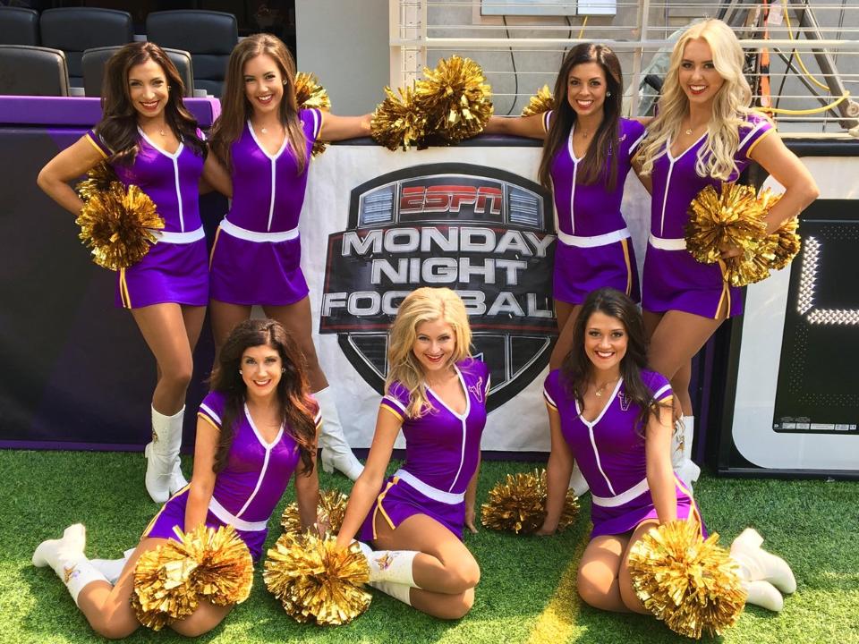 Group cheerleaders bareback uniform