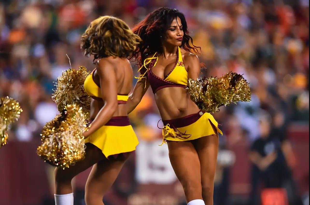 redskins cheerleaders yellow halter top and skirt